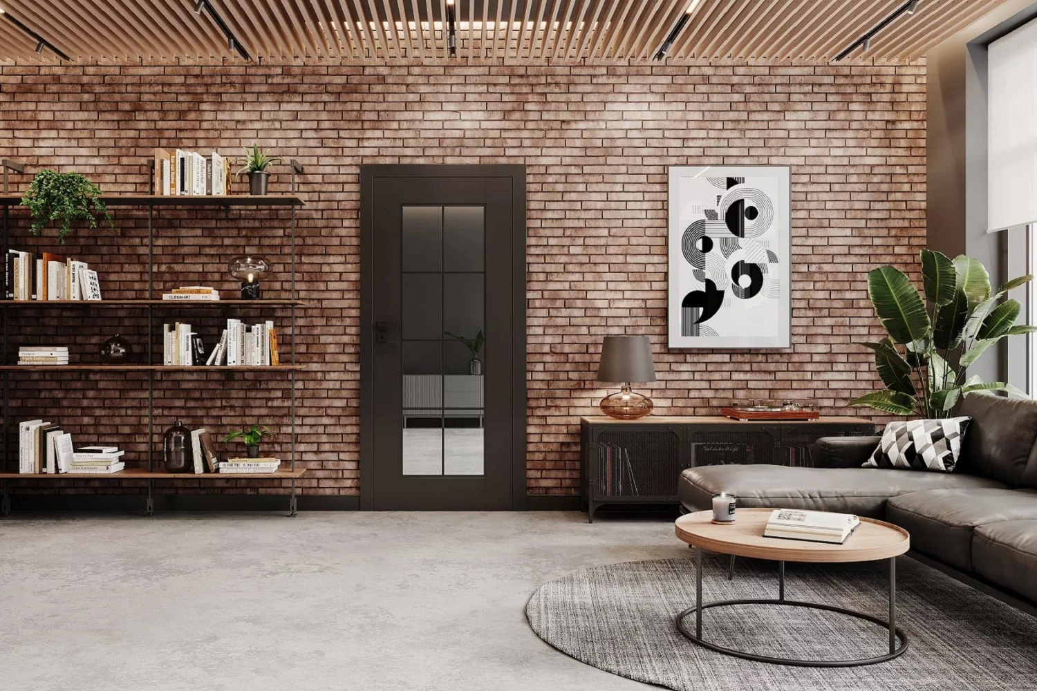 Nowoczesny salon w stylu industrialnym od DRE