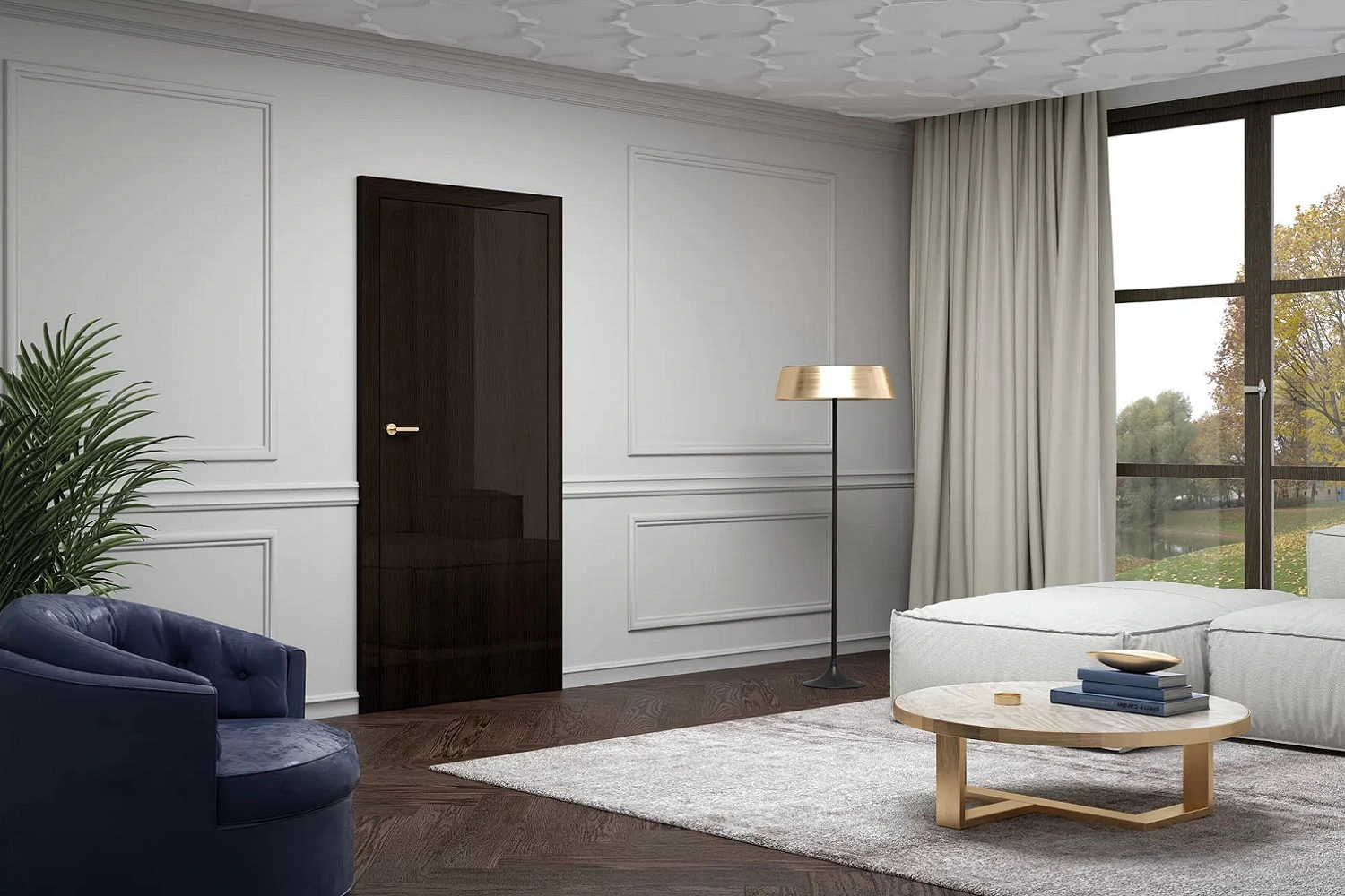 Elegancki, nowoczesny salon o wyraźnych akcentach klasycznych od DRE