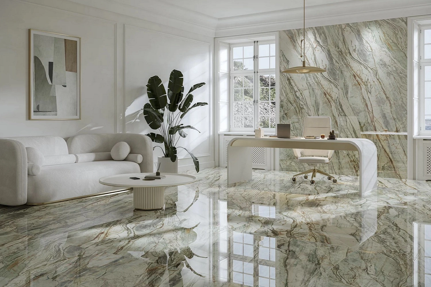 Nowoczesne biuro w domu inspirowane naturą