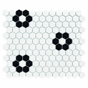 Mini Hexagon B&W Flower Mozaika 26x30 Dunin