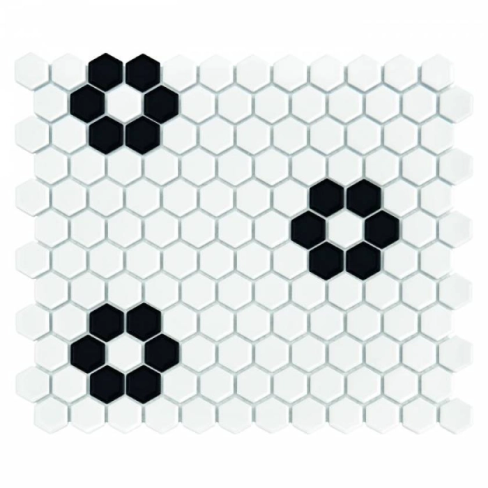 Mini Hexagon B&W Flower Mozaika 26x30 Dunin
