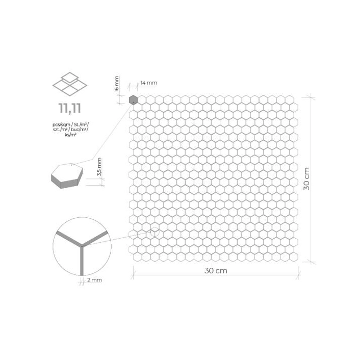 Allumi Gold Hexagon 14 Mozaika 30x30 Dunin