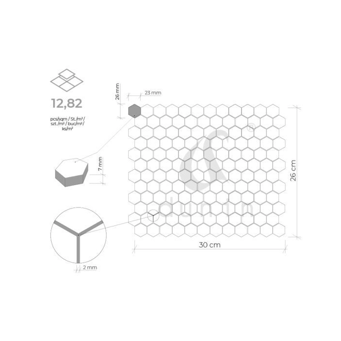 Mini Hexagon B&W Bee Mozaika 26x30 Dunin