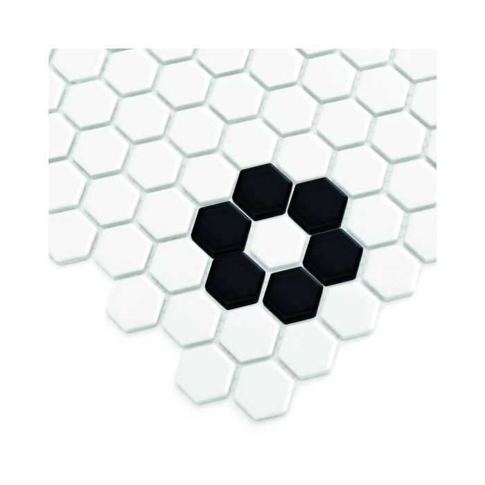 Mini Hexagon B&W Flower Mozaika 26x30 Dunin