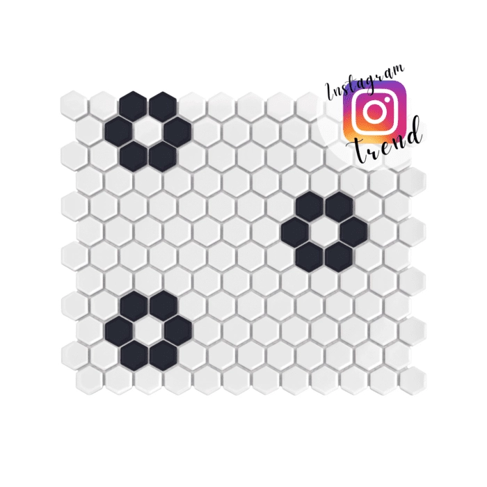 Mini Hexagon B&W Flower Mozaika 26x30 Dunin