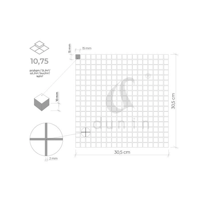 Pure B&W Radiant 15 Mozaika 30,5x30,5 Dunin