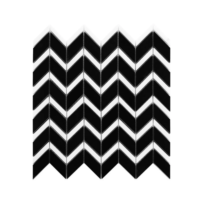 Pure Black Chevron Mix Mozaika 31x30,5 Dunin