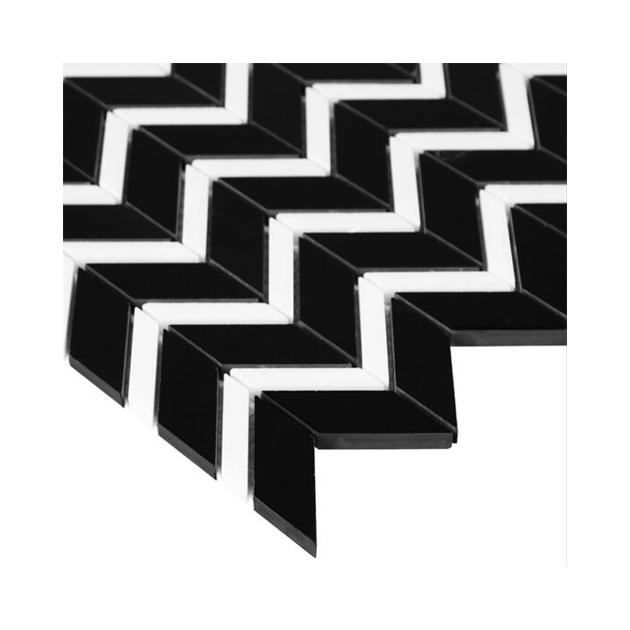 Pure Black Chevron Mix Mozaika 31x30,5 Dunin