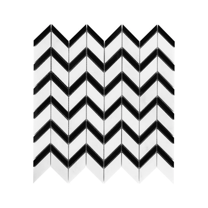Pure White Chevron Mix Mozaika 31x30,5 Dunin