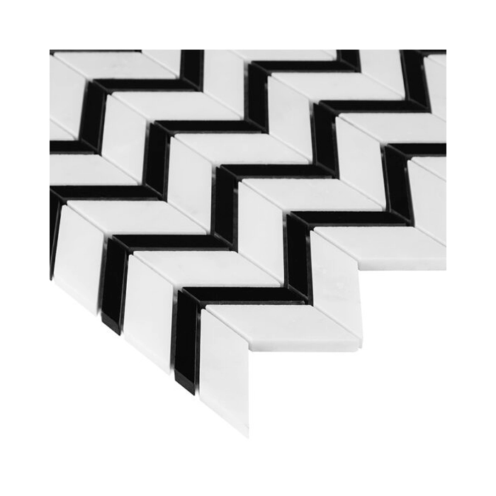 Pure White Chevron Mix Mozaika 31x30,5 Dunin
