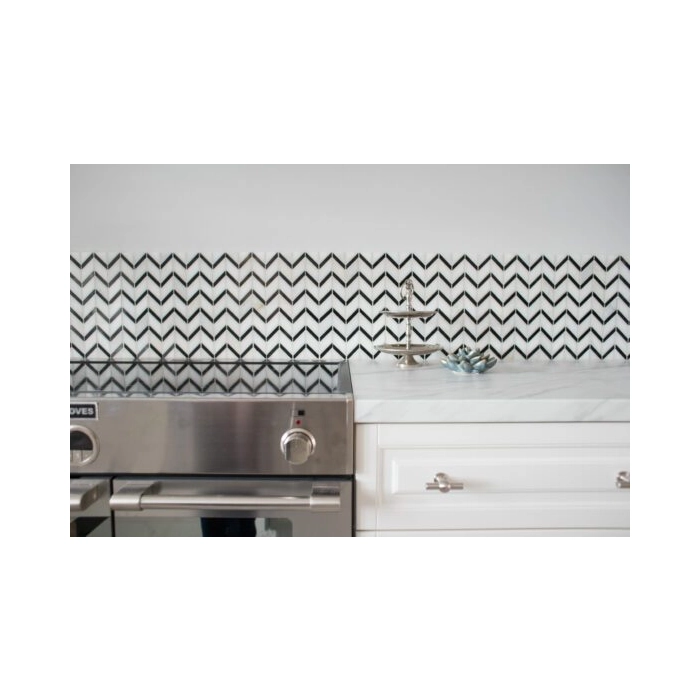 Pure White Chevron Mix Mozaika 31x30,5 Dunin