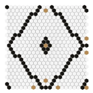 Mini Hexagon Rombdance Black matt Mozaika 50,2x52,3 Dunin
