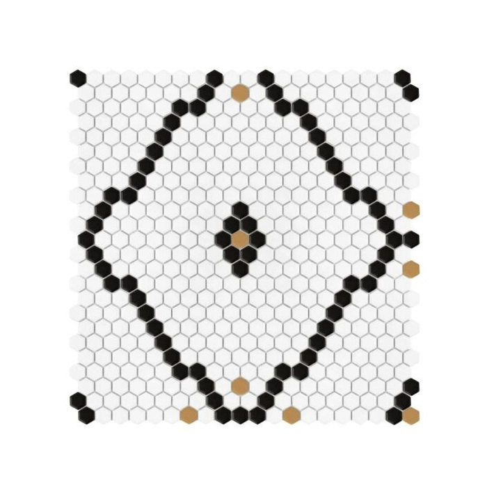 Mini Hexagon Rombdance Black matt Mozaika 50,2x52,3 Dunin