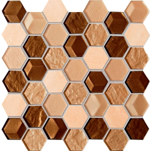 Mozaika ścienna Drops stone brown hex 29,8x30 Tubądzin