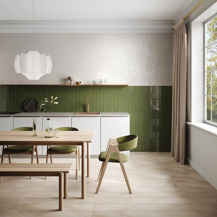 Płytka ścienna Groove green gloss 29,8x7,8x1 Tubądzin