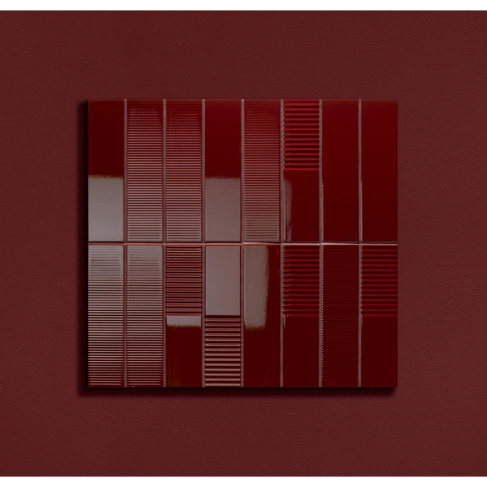 Płytka ścienna Groove burgundy gloss 29,8x7,8x1 Tubądzin