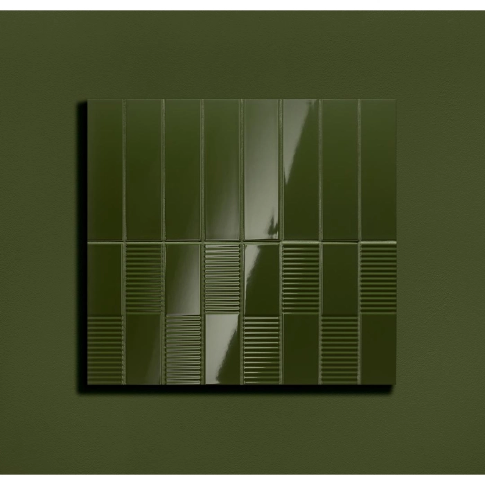 Płytka ścienna Groove olive 2 gloss STR 29,8x7,8x1 Tubądzin