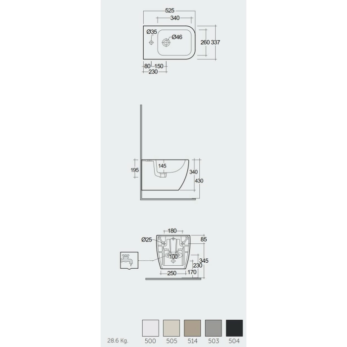 Feeling Metropolitan Bidet Podwieszany Czarny Mat MP07504A Rak Ceramics