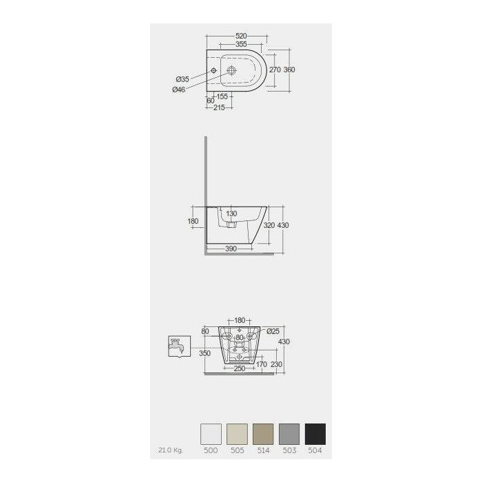 Feeling Bidet Podwieszany Cappuccino Mat RST07514A Rak Ceramics