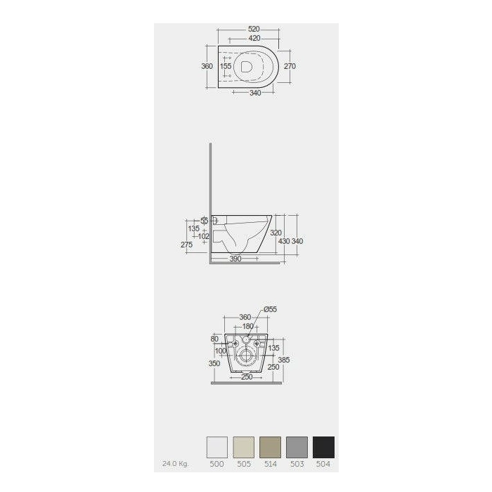 Feeling Miska Wc Podwieszana Rimless Czarny Mat & deska Wc W/O Czarny Mat FEEL5SET Rak Ceramics