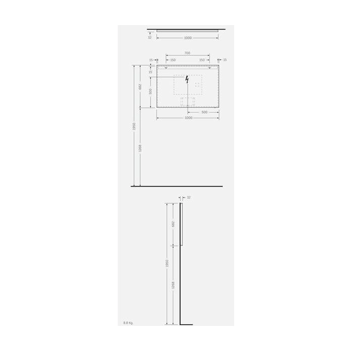 Joy Lustro Wiszące 100x68 cm Z Oświetleniem Led JOYMR10068LED Rak Ceramics