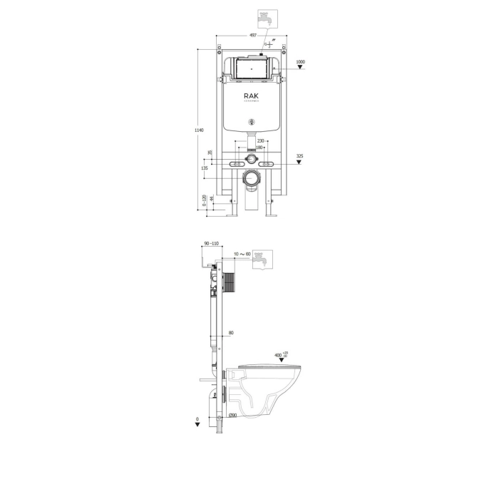 Neofix Stelaż Podtynkowy 8 cm Do Miski Wc Podwieszanej NEOFS04RAK8C Rak Ceramics