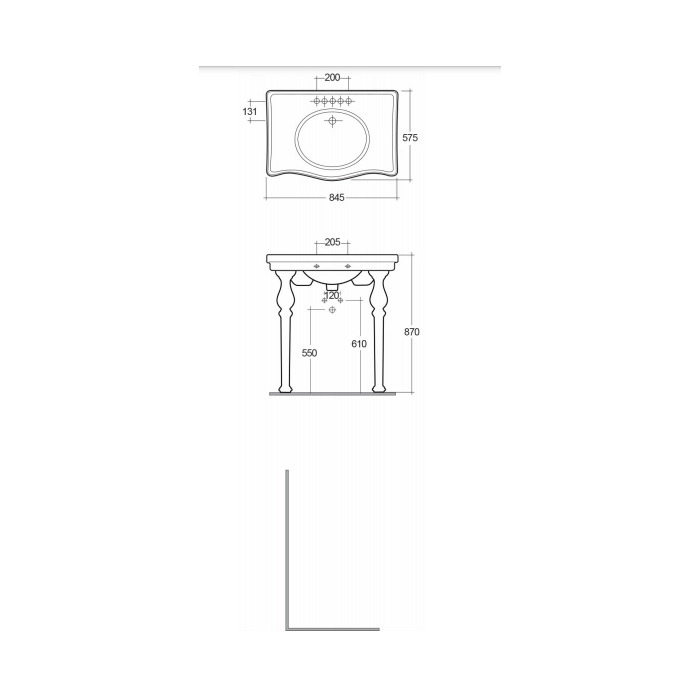 Washington Umywalka Konsola 108 cm W Komplecie Z Nogami WASH2SETCONSOLE Rak Ceramics