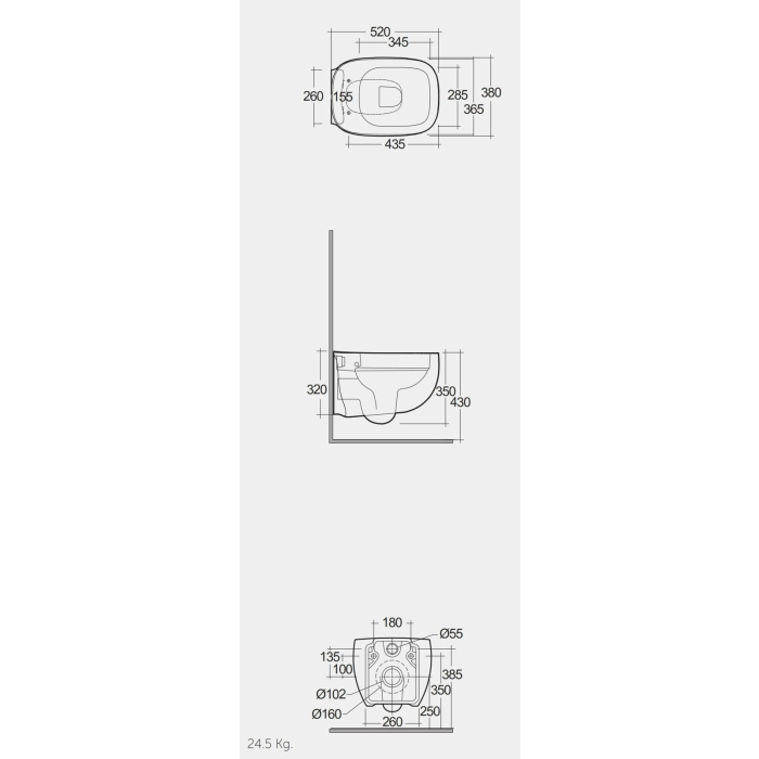 Zestaw Illusion Miska Wc Podwieszana Rimless 52 cm & Deska Wc Wolnoopadająca ILLU1SET Rak Ceramics