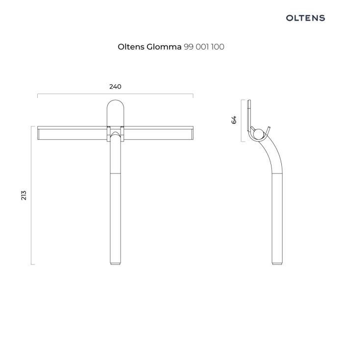 Glomma ściągaczka do wody z uchwytem Chrom 99001100 Oltens