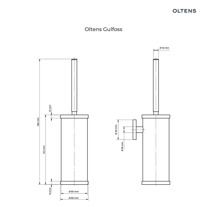 Gulfoss szczotka WC wisząca Czarny mat 82100300 Oltens