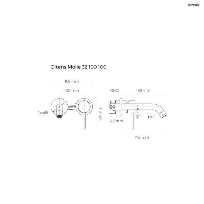 Molle bateria umywalkowa podtynkowa kompletna Chrom 32100100 Oltens