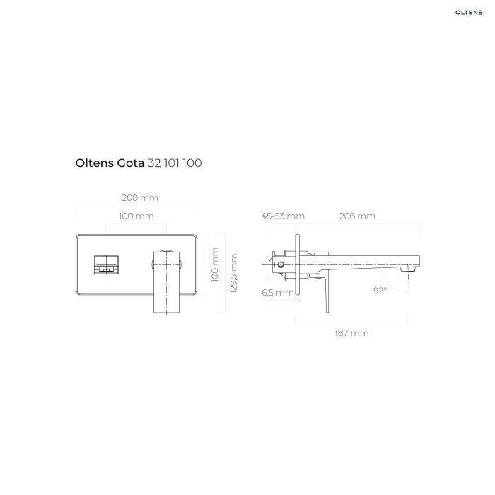 Gota bateria umywalkowa podtynkowa kompletna Chrom 32101100 Oltens