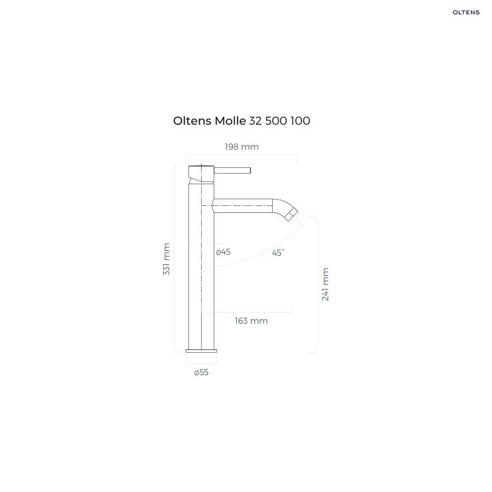 Molle bateria umywalkowa stojąca wysoka Chrom 32500100 Oltens