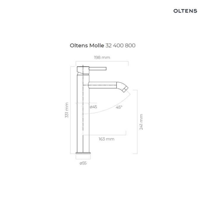 Molle bateria umywalkowa stojąca wysoka złota 32400800 Oltens