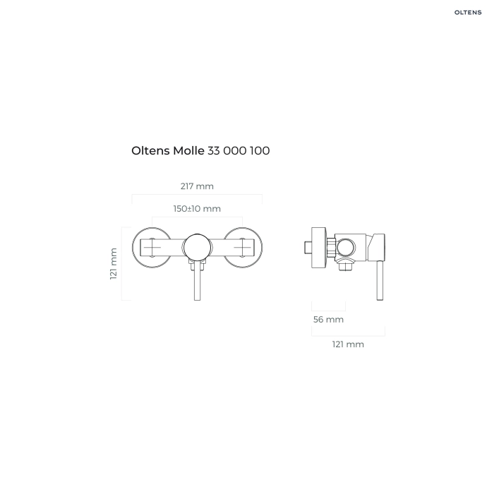 Molle bateria prysznicowa ścienna Chrom 33000100 Oltens