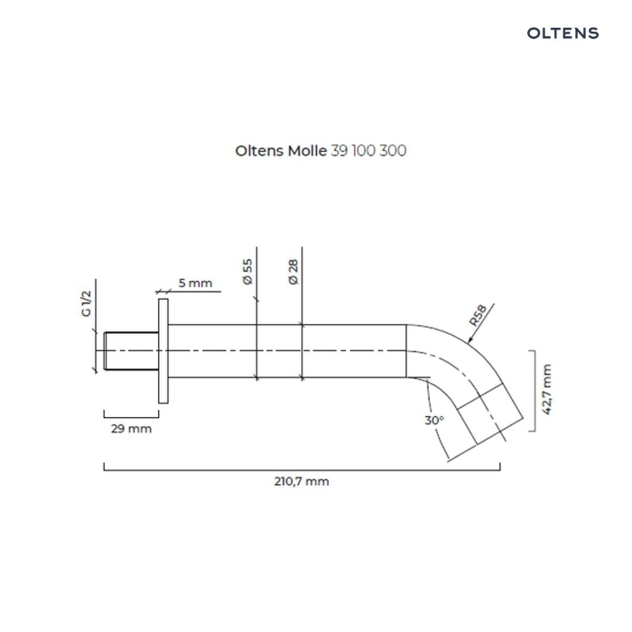 Molle wylewka wannowa Czarny mat 39100300 Oltens