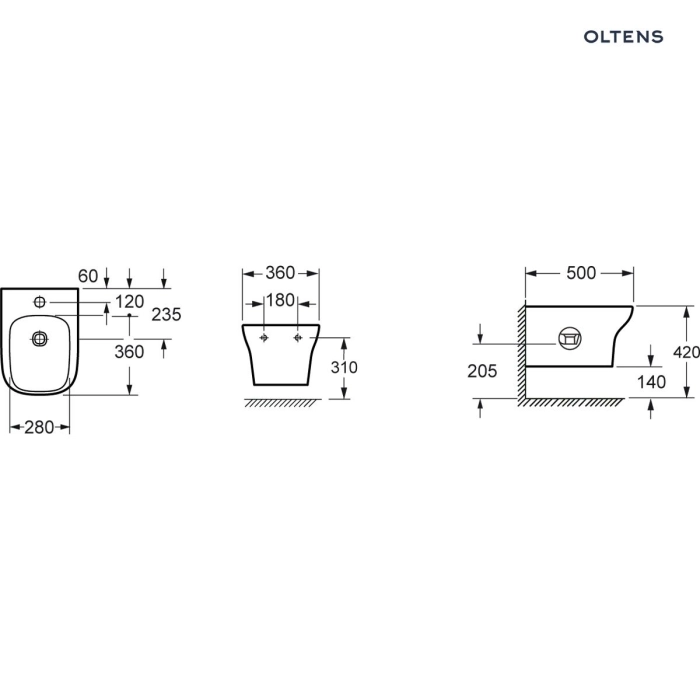 Gulfoss bidet wiszący z powłoką SmartClean Biały 46503000 Oltens