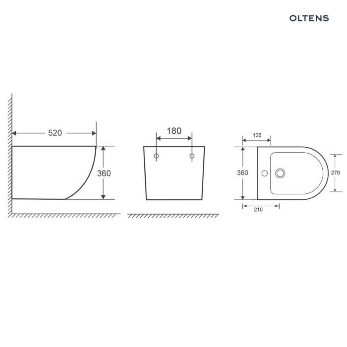 Hamnes bidet wiszący z powłoką SmartClean Biały 46504000 Oltens