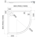 Superior brodzik półokragły 90x90 cm akrylowy Biały 16002000 Oltens