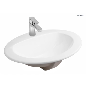 Kjos umywalka 52x43 cm wpuszczana w blat owalna z powłoką SmartClean biała 41700000 Oltens