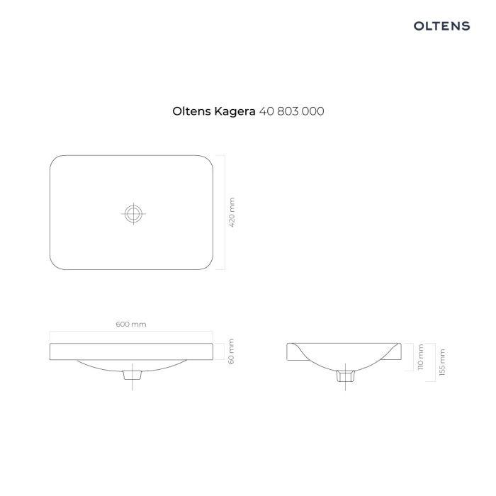 Kagera umywalka 60x42 cm nablatowa biała z powłoką SmartClean biała 40803000 Oltens