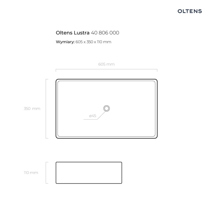 Lustra umywalka 60,5x35 cm nablatowa prostokątna z powłoką SmartClean biała 40806000 Oltens