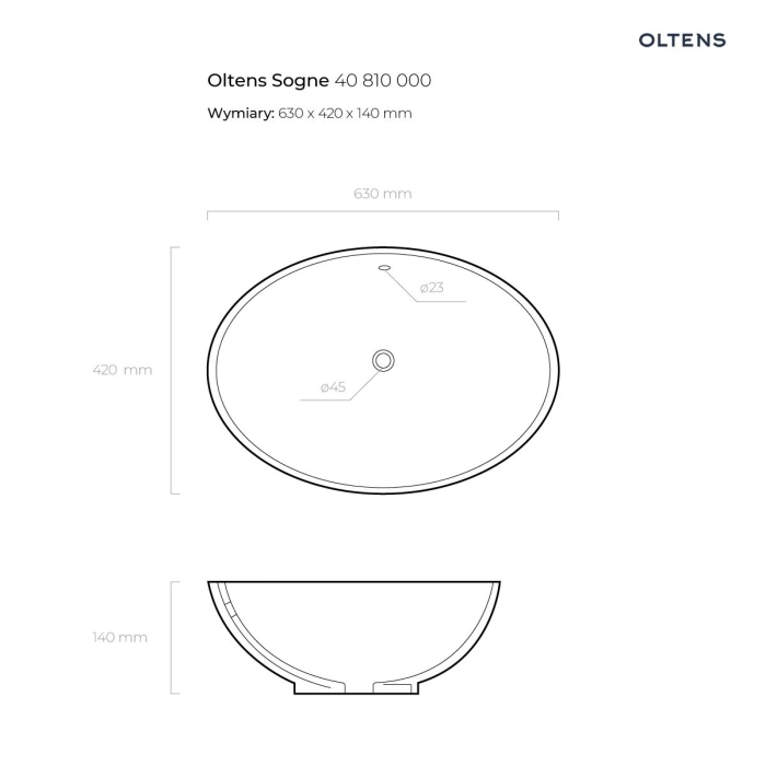 Sogne umywalka 63x42 cm nablatowa owalna z powłoką SmartClean biała 40810000 Oltens