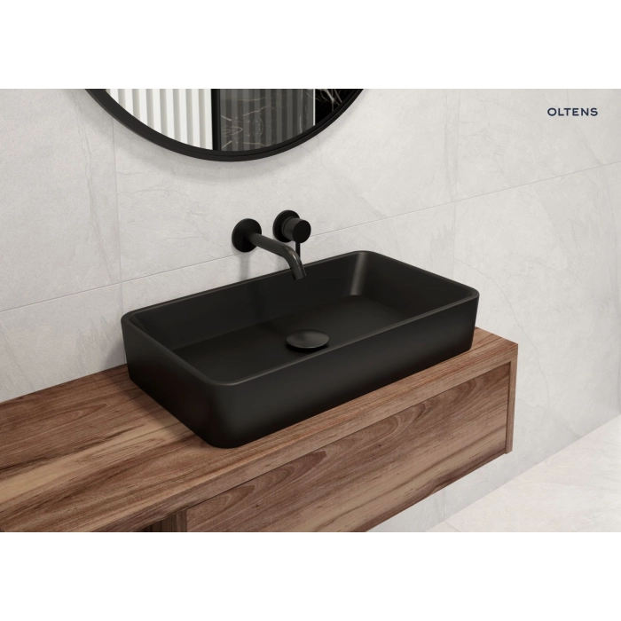 Forde umywalka 51x40,5 cm nablatowa prostokątna z powłoką SmartClean Czarny mat 40803300 Oltens