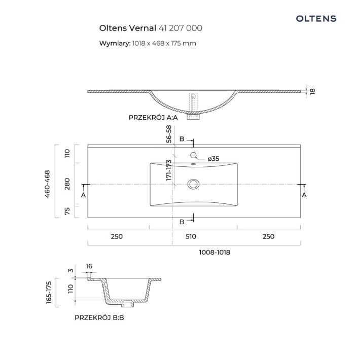 Vernal umywalka 101x46 cm meblowa prostokątna biała 41207000 Oltens