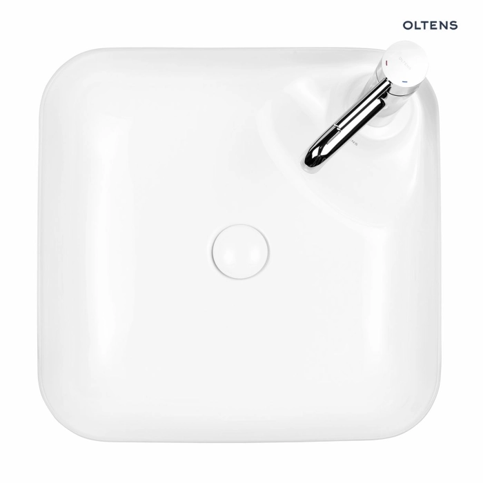 Lysake umywalka 42,5 cm nablatowa kwadratowa z powłoką SmartClean biała 41808000 Oltens