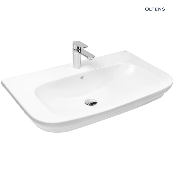 Gulfoss umywalka 80x46 cm nablatowa częściowo wpuszczana z powłoką SmartClean biała 41902000 Oltens