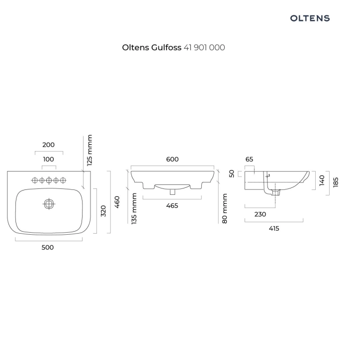 Gulfoss umywalka 60x46 cm nablatowa częściowo wpuszczana z powłoką SmartClean biała 41901000 Oltens