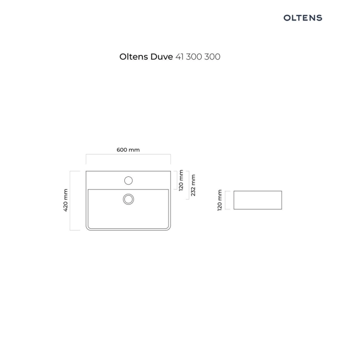 Duve umywalka 60x42 cm nablatowa prostokątna Czarny mat 41300300 Oltens