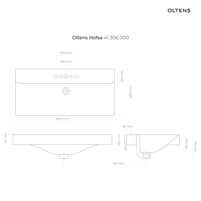 Hofsa umywalka 80x46 cm nablatowa biała 41306000 Oltens